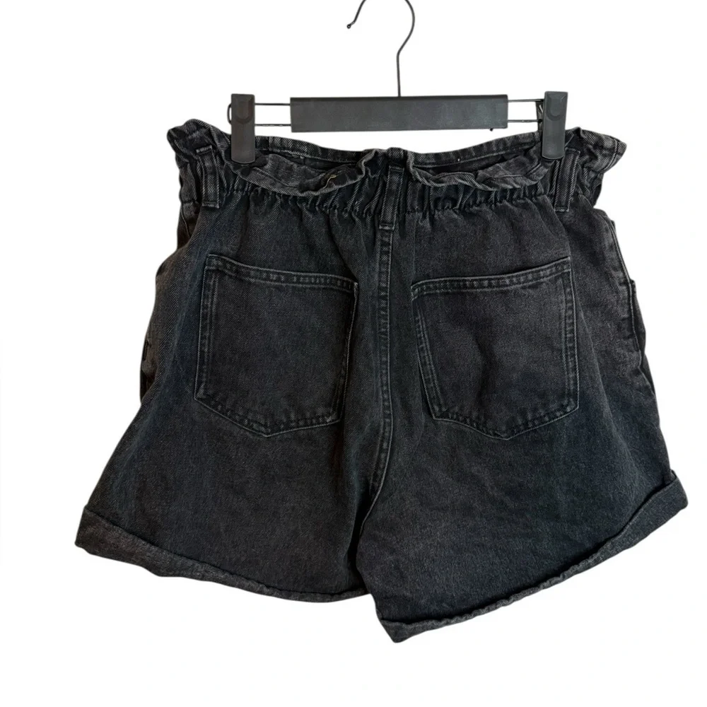 MNG Black Denim Paperbag Shorts